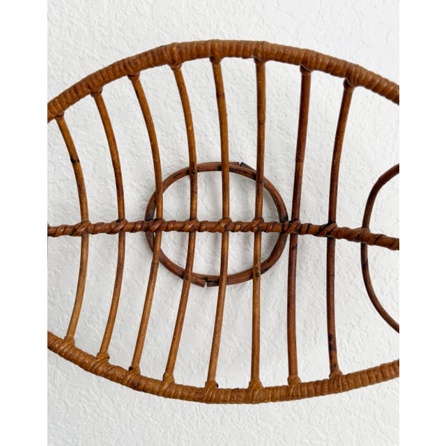 1950s Bamboo & Rattan Fish Basket For Sale In Sacramento - Image 6 of 9