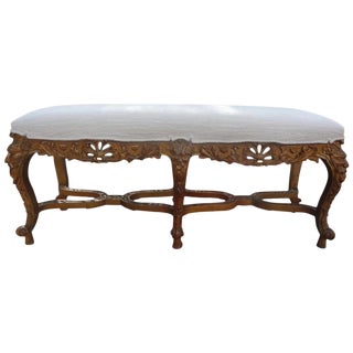 19th Century French Louis XIV Style Gilt Wood Bench For Sale