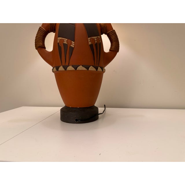 Mid 20th Century Southwestern Tribal Terracotta Pottery Lamp For Sale - Image 11 of 12