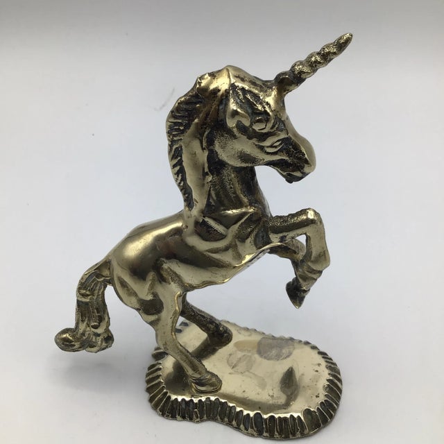 Vintage Sand Casted Solid Brass Unicorn Figures - Set of 2 For Sale - Image 10 of 13