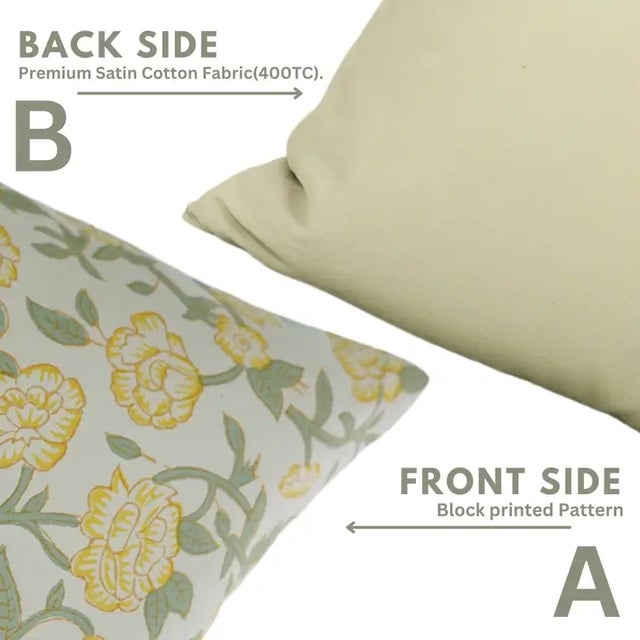 Fabdivine Handmade Block Printed Cushion Cover 14x20 Inch Cotton Linen-Mrignayani For Sale - Image 4 of 5