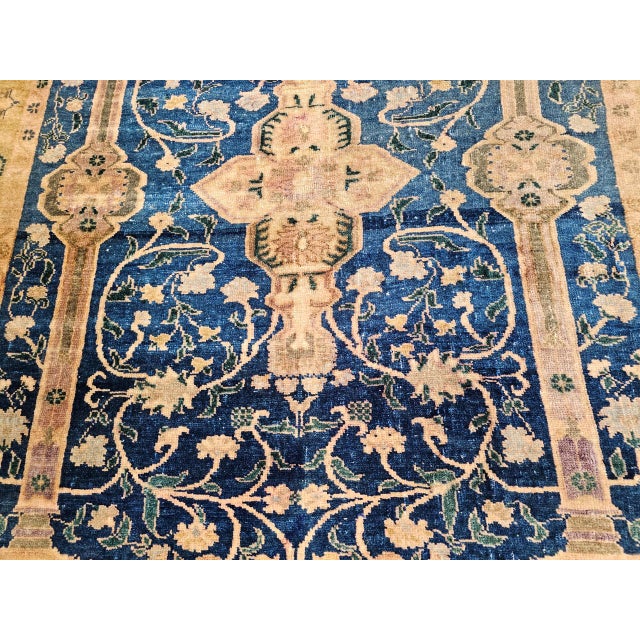 Vintage Turkish Oushak Area Rug, Wool Pile, Royal Blue & Tan, 1900s, 5' x 7' For Sale - Image 14 of 15