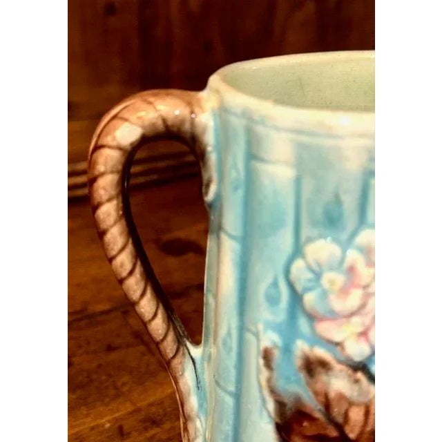 Antique Majolica Pitcher Floral For Sale - Image 4 of 11