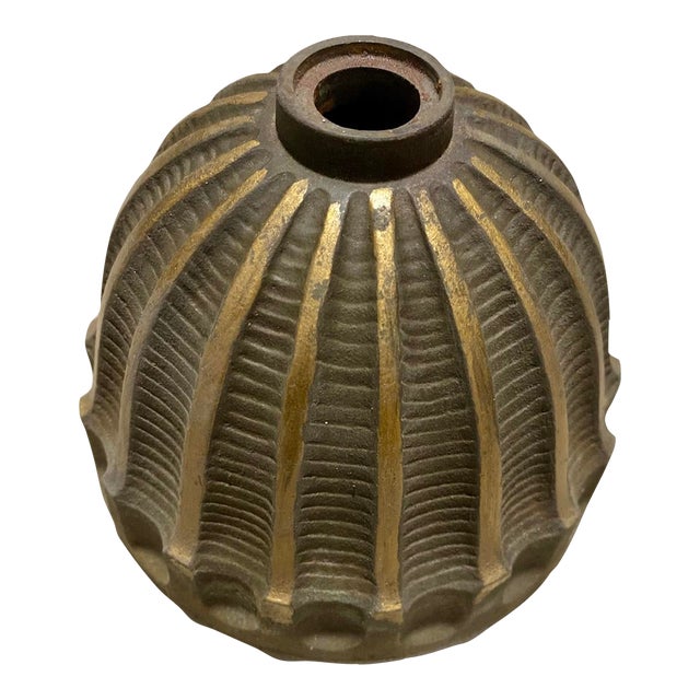 Antique Art Deco Style Ribbed Bronze Ceiling Light Plate For Sale