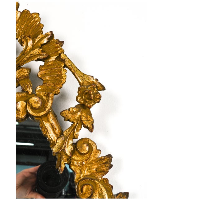 Vintage Carved Rococò Style Gilt Wall Mirror—A Pair For Sale - Image 12 of 18