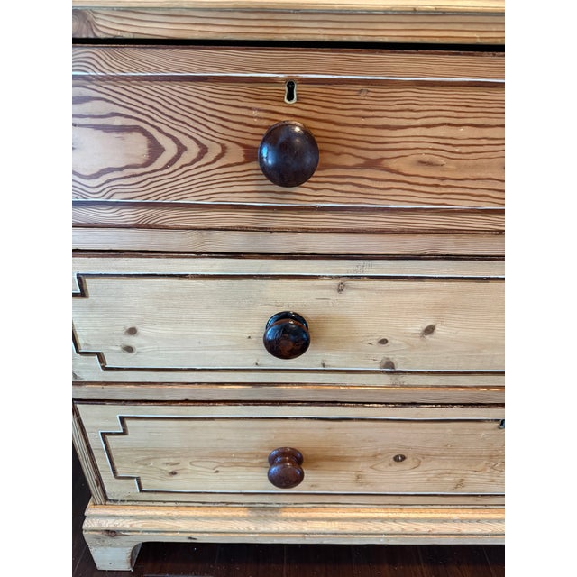 Late 19th Century 19th Century English Painted Pine Linen Press Armoire With Faux Inlay For Sale - Image 5 of 10