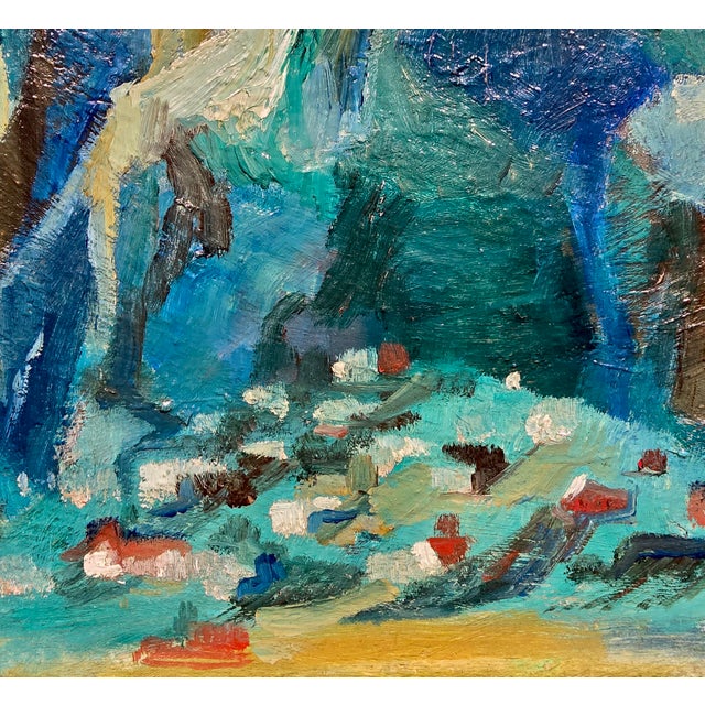 Phil Dike- Abstract Mountain Landscape With Village Study -Oil Painting For Sale - Image 12 of 13