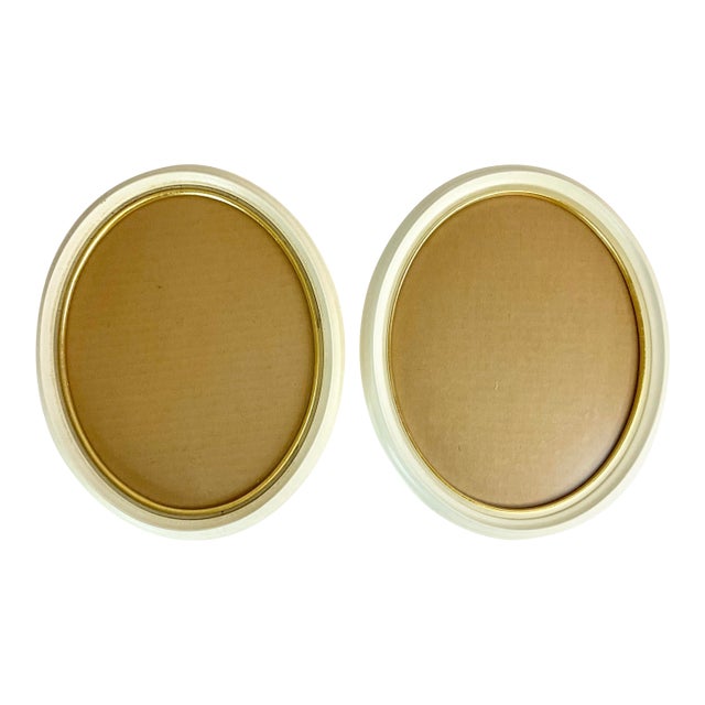 1950s Vintage Hollywood Regency German Oval Wall Picture Frames - A Pair. For Sale