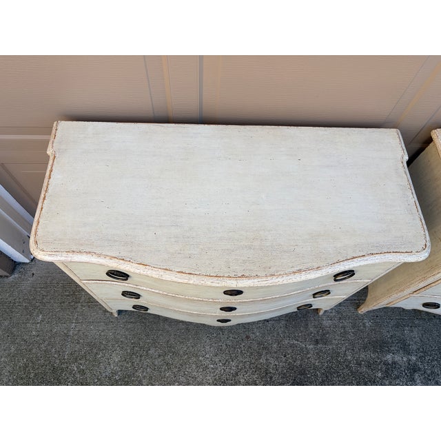 Swedish Gustavian Serpentine Painted Chests of Drawers, Pair For Sale - Image 13 of 16