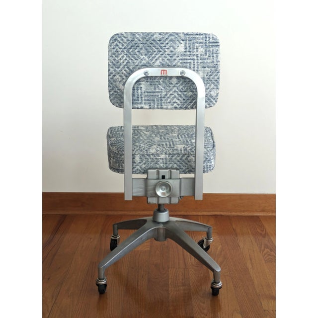 Cole Steel Blue Vintage Office Chair - Restored For Sale - Image 4 of 12