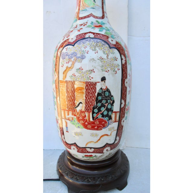 Late 19th Century Massive Antique Japanese Vase Lamp For Sale - Image 5 of 17