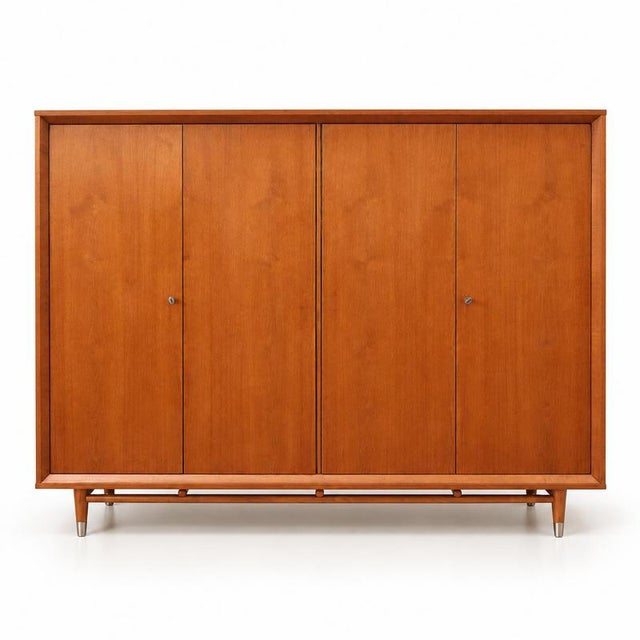 Metal Large Mid-Century Teak Wardrobe, 1950s For Sale - Image 7 of 7