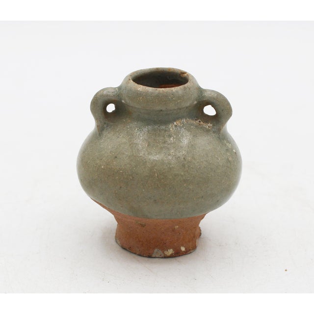 Asian 15th Century Thai Sawankhalok Celadon Glazed Pottery Jarlet For Sale - Image 3 of 7