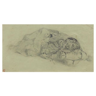 Ernest Crofts RA, Resting Soldier Study, Waterloo, Late 19th Century, Graphite Drawing For Sale