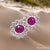 Diamond Ruby Stud Earrings 14 Karat White Gold 1.87 TCW Certified For Sale - Image 10 of 18