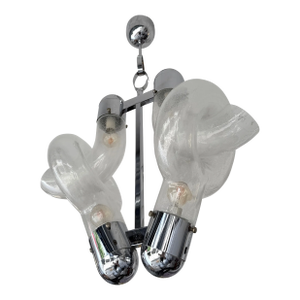 Pendant Lighting Murano Glass and Metal by Aldo Nason for Mazzega, Italy, 1970s
