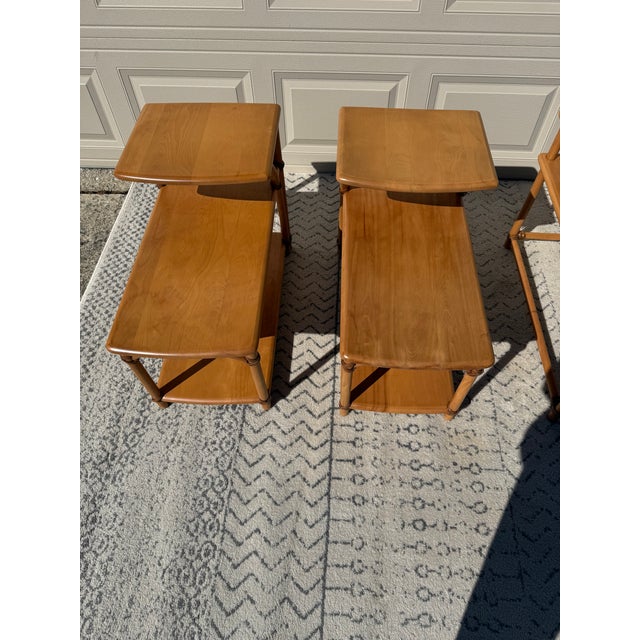Heywood Wakefield Ashcraft Line Three Tier Step Tables and Two Tiered Corner Table For Sale - Image 16 of 16