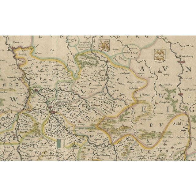 Bishopric of Hildesheim Map in Northern Germany by Willem & Joan Blaeu, 1645 For Sale - Image 4 of 6