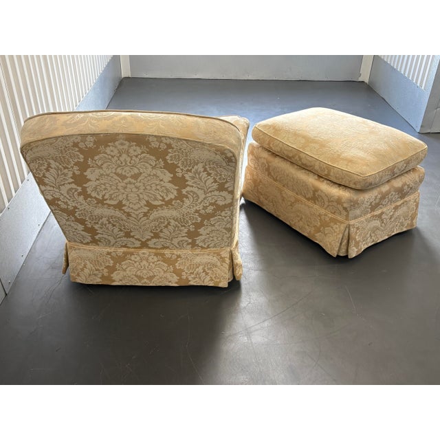 Antique Upholstered Rolled Arm Chair and Ottoman For Sale - Image 10 of 12