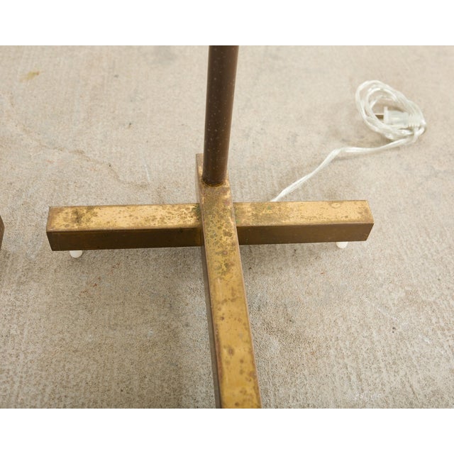 Pair of Midcentury Casella Patinated Brass Pharmacy Floor Lamps For Sale - Image 15 of 17