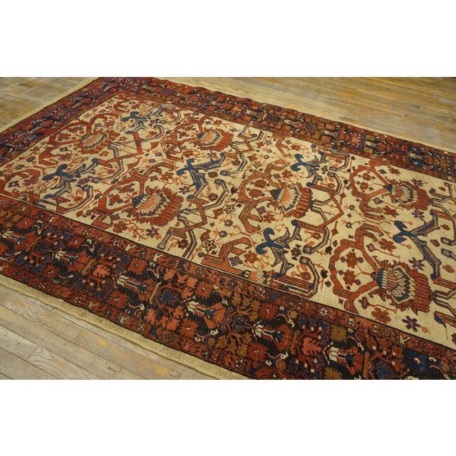 19th Century Breathtaking Antique Persian Bakshaiesh Rug on Ivory Background Color With Geometric Design For Sale - Image 5 of 12