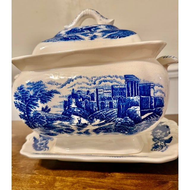 Trimont Ware Blue and White Castle Transfer Tureen Set - 3pcs For Sale - Image 9 of 12