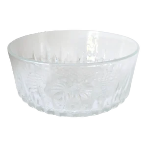Arcoroc France Vintage 1960's Starburst Pattern Cut Glass Fruit Salad Dessert Decorative Bowl