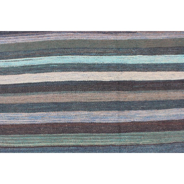Brown 2020s Colorful Modern Striped Kilim in Unique Colors for Modern or Classic Rooms For Sale - Image 8 of 13