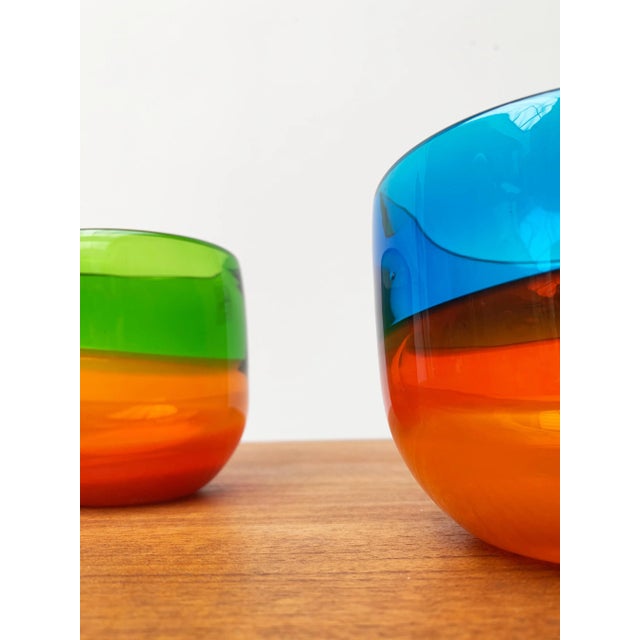 Glass Vintage German Colorful Glass Bowls from Eisch, Set of 2 For Sale - Image 7 of 18