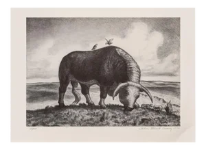 1939 After John S. Curry "Ajax", First Edition Period Cottage Style Offset Lithograph