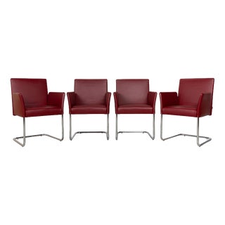 Jason Leather Cantilever Chairs in Red from Walter Knoll and Wilhelm Knoll, Set of 4 For Sale