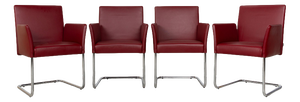 Jason Leather Cantilever Chairs in Red from Walter Knoll and Wilhelm Knoll, Set of 4