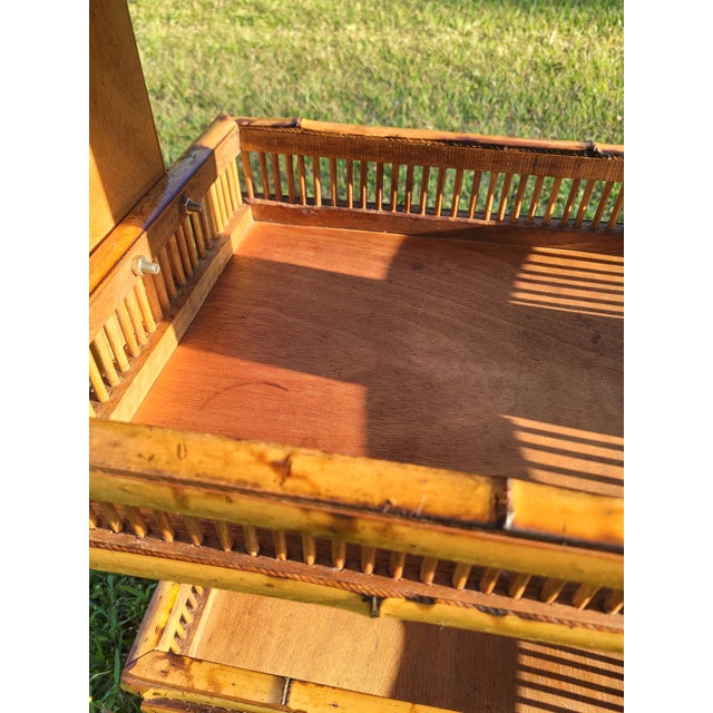 Mid 20th Century Burnt Bamboo 3-Tier Standing Butler Caddy For Sale - Image 10 of 11