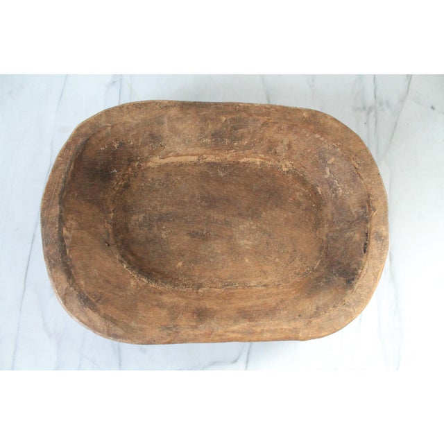 Antique Rustic Hand Carved Wood Dough Bowl For Sale - Image 4 of 7