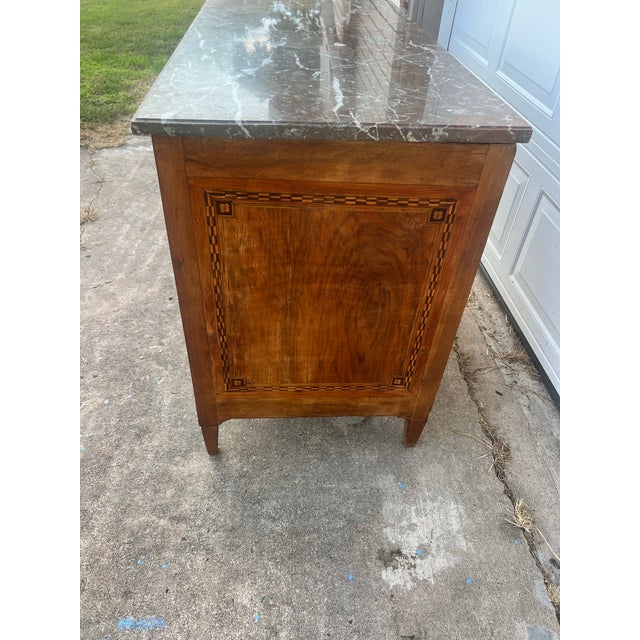 French 18th Century Louis XVI Walnut Château Period Marble Top Chest of Drawers For Sale - Image 10 of 12
