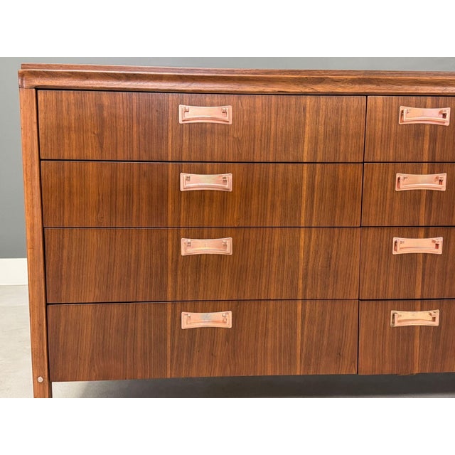 Brown Refinished Walnut and Copper Long Dresser For Sale - Image 8 of 9