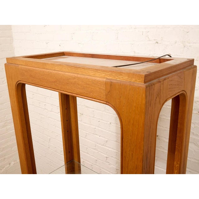 Wood Oak Vintage Bookshelf With Glass For Sale - Image 7 of 12