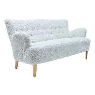 Swedish Modern Sheepskin Sofa, 1940s For Sale