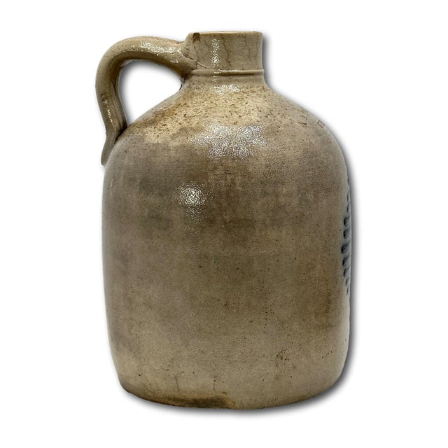 Excellent Small 1 Gallon Antique American Blue Decorated Stoneware Spirts Jug by N. A. White & Son in Utica N. Y. 1870s For Sale - Image 14 of 18