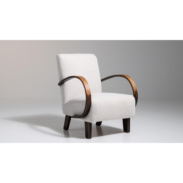 20th Century Czech Republic Ivory Boucle Upholstered Armchair For Sale - Image 10 of 11