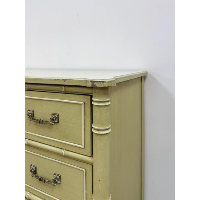 Vintage Dresser Henry Link Green Nine Drawer Bali Hai Coastal Hollywood Regency For Sale - Image 11 of 18
