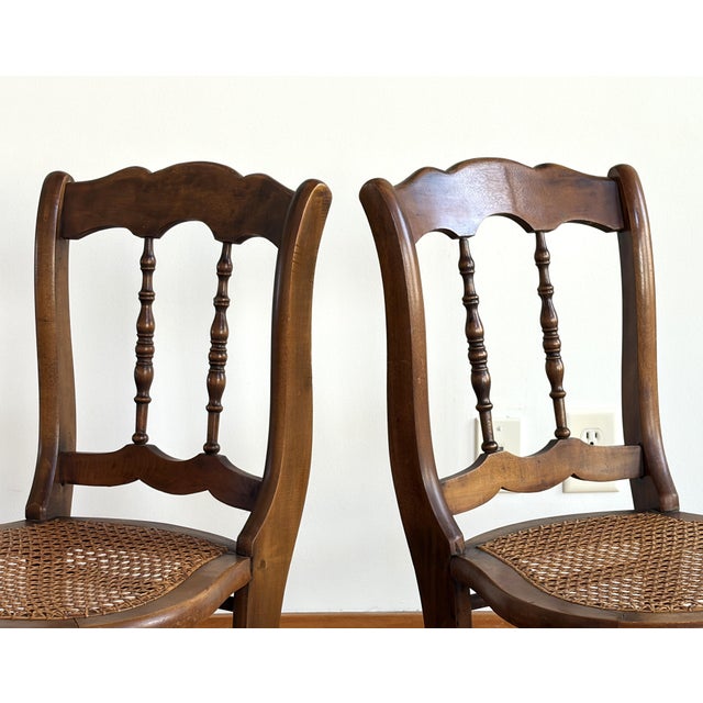 Spindle Back Cane Seat Chairs - A Pair For Sale - Image 10 of 12