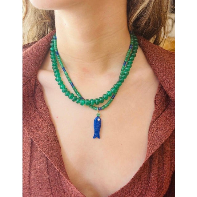 Epic Emerald Rondelle Necklace With 14k Gold For Sale - Image 4 of 10