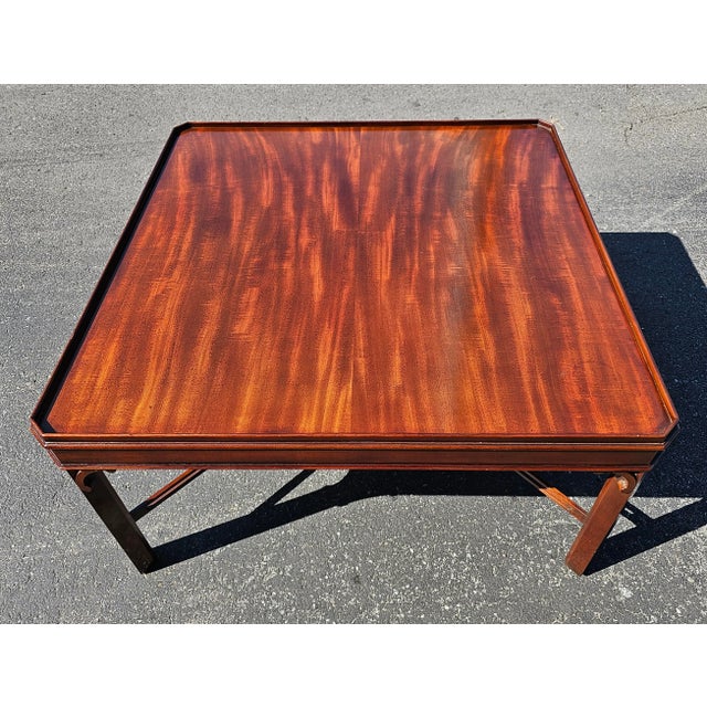Brown 20th Century George III Style Mahogany Square Coffee Table For Sale - Image 8 of 8