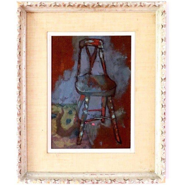 Joseph Solman, Oil Painting Interior Scene Chair w Chinese Rug Joseph Solman American Art WPA For Sale