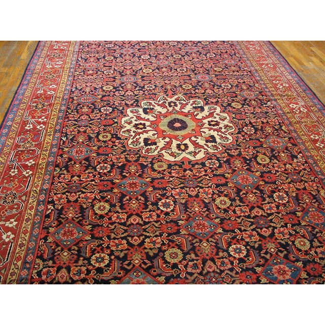 Persian 1860s Blue Navy Herati Antique n.w. Persian Long Gallery Rug Inscribed & Dated 1863 8' X 26'6" Handknotted Wool Carpet For Sale - Image 3 of 7