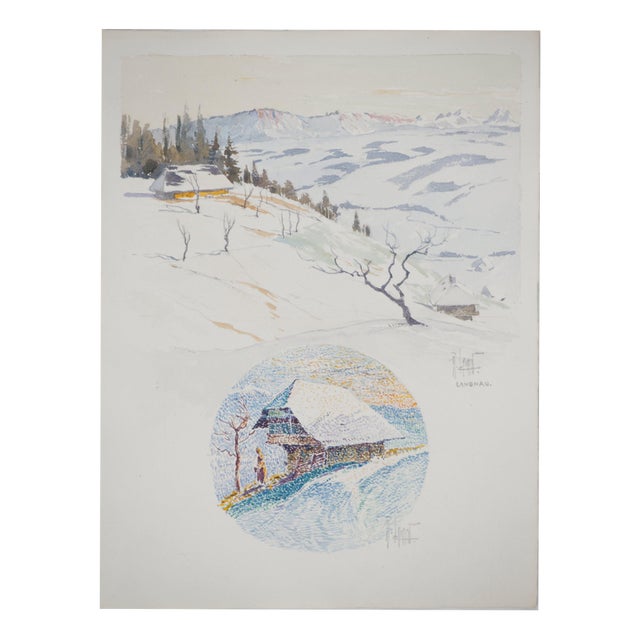 René Leverd, Switzerland, Chalet in Langnau, Watercolor For Sale