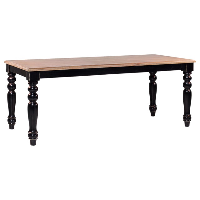 French Provincial style dining room table with black ebonized legs Handmade with solid wood.