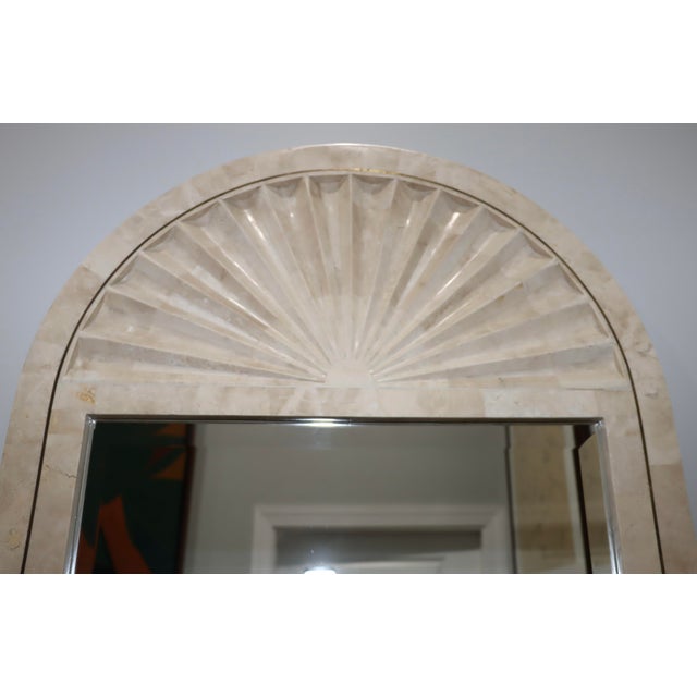 Beige 1990's Tessellated Stone Arched Wall Mirrro For Sale - Image 8 of 16