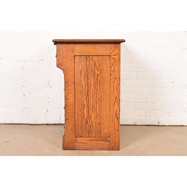 Antique Arts & Crafts Carved Oak Five-Drawer Flat File or Chest of Drawers, Circa 1900 For Sale - Image 12 of 14